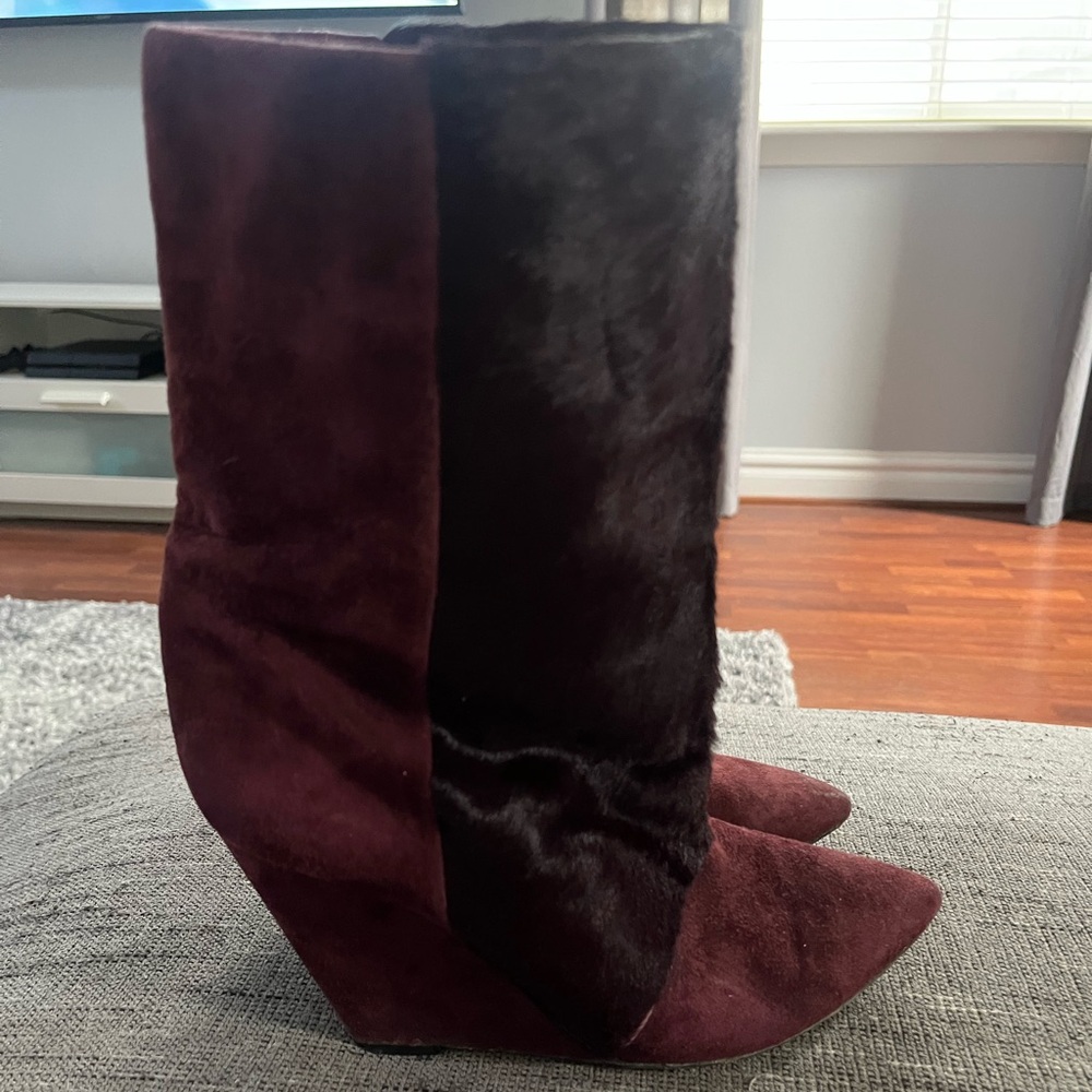 Isabel Marant Women’s Suede Fur Lazio Wedge Boots Sz 38 US Sz 7 - Picture 3 of 16
